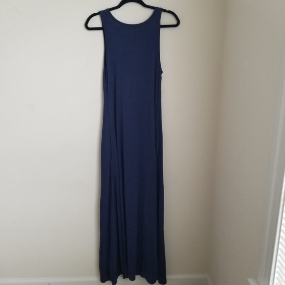 Soft Surroundings Santiago Maxi Flare Dress Navy Blue Summer Spring Pockets Sz S - Picture 4 of 9
